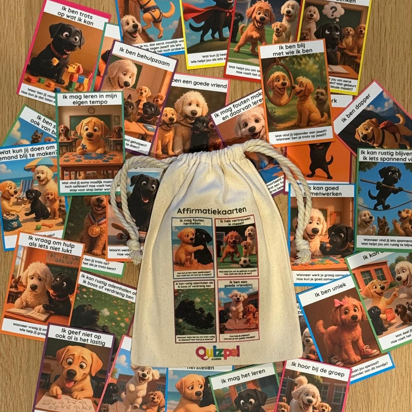 affirmatiekaarten met afbeeldingen van honden